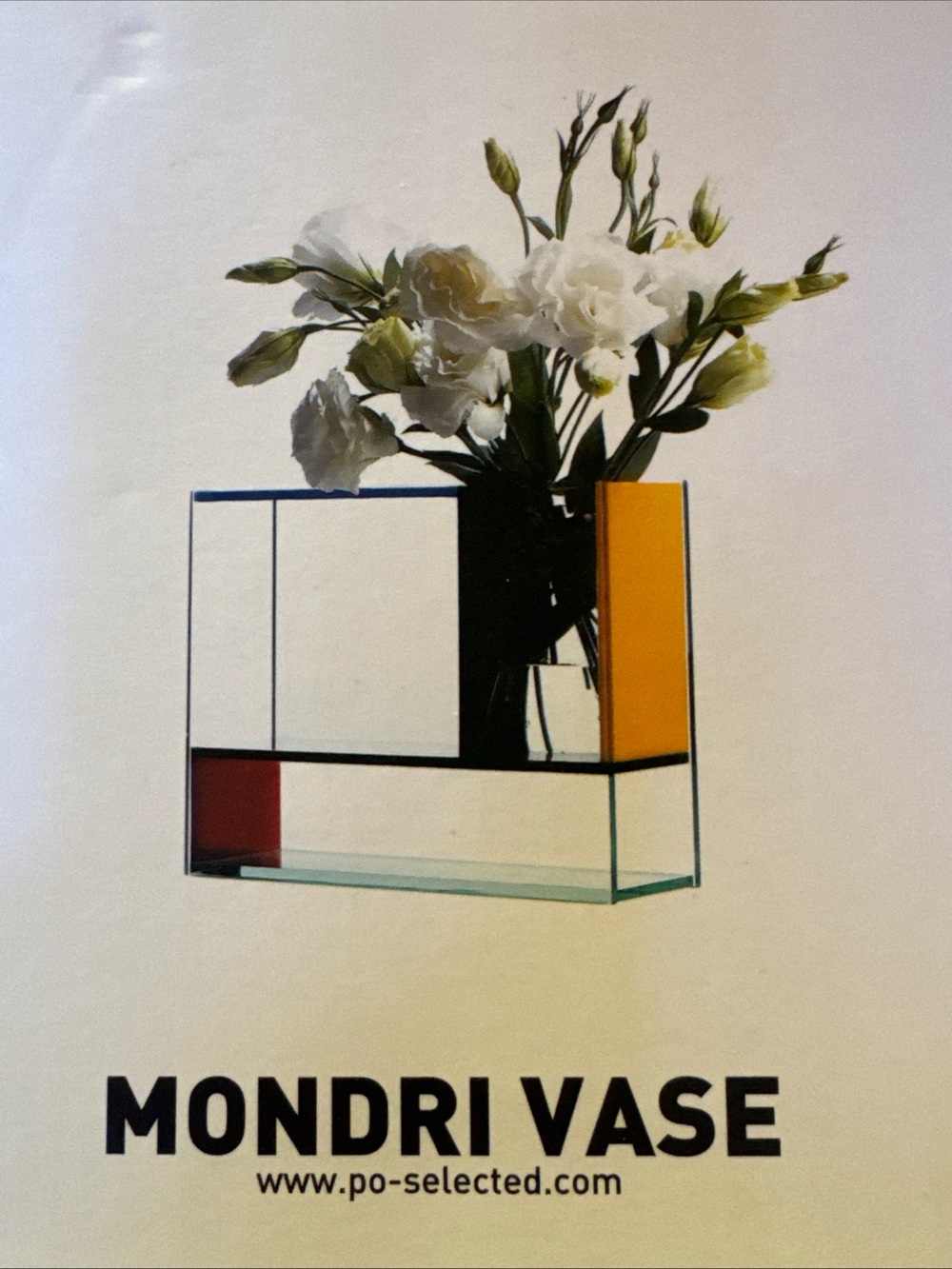 Mondri Vase Modern Geometric White Vase with Color Accents NIB